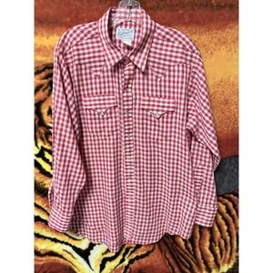 Rockmount Ranch Wear  Tru-West Western Shirt  XL 17M Check Red White Pearl Snap
